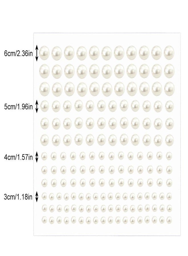 Prudiut Pearl Stickers for Crafts Self Adhesive Face Pearl Sticker Gems Hair Pearls Stick On 1650 Pcs Pearls Beads for Face, Makeup, Earrings, Nail, 3mm/4mm/5mm/6mm (White) - Image 3